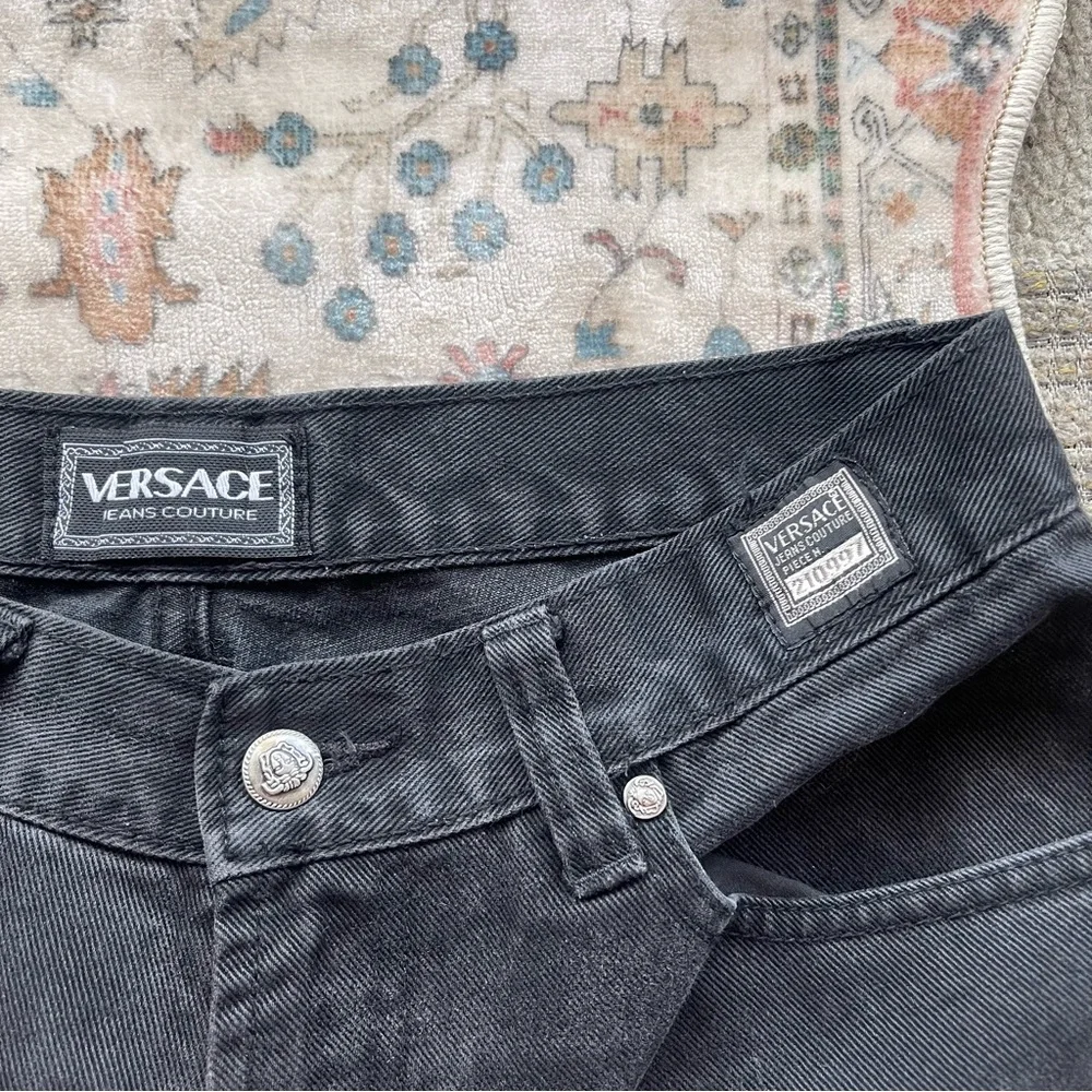 Versace Y2K High Waist Charcoal Black Straight Leg Jeans - Picture 3 of 10